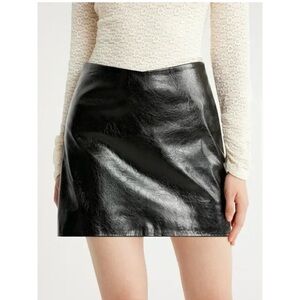 Scoop Faux Leather Black Mini Skirt with Lining  - size 14